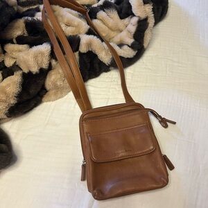Fossil Tan Leather Crossbody Bag